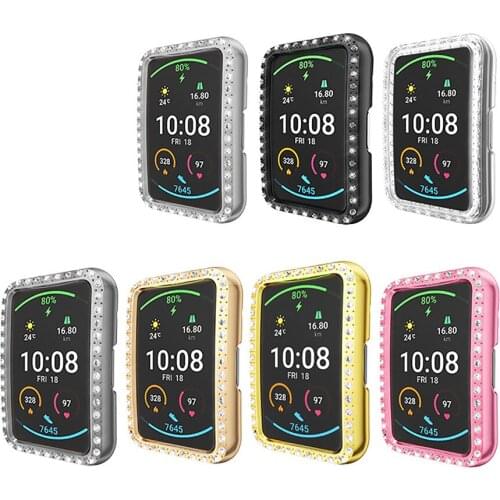 Protective Case Waterproof Shockproof Shell with Bling Diamond Cover All-inclusive Bumper for Huawei watch Fit Smart Watch