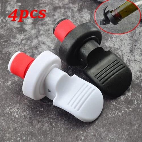 1/2/4pcs Plastic Wine Bottle Stopper Vacuum Sealed Wine Bottle Champagne Saver Pressure Sealer Preserver Retain Freshness Tools