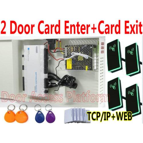 2 Door Card Enter+Card Exit Anti Pass back Controller Web server+TCP/IP Network For Office/Factory control+4 pcs Access readers