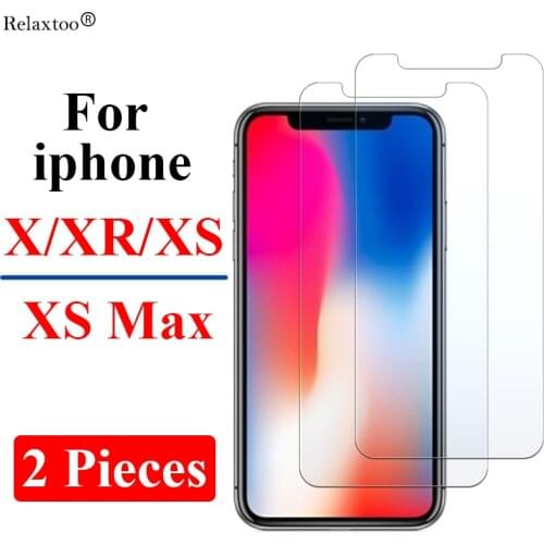 2PCS Protective Glass On The For iPhone XR Aifon X XS Max Sheet i Phone XsMax Tremp Screen Protect Protection Film Verre Armor
