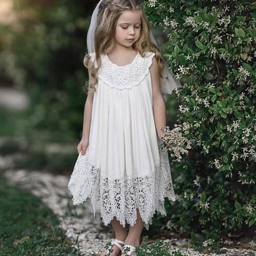 2019 kids dress for girl / White princess dress with tassel