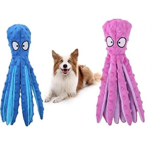 4 Pcs 8-Legs Octopus Soft Stuffed Plush Squeaky Dog Toy Sounder Sounding Paper Interactive Toys Dog Accessories