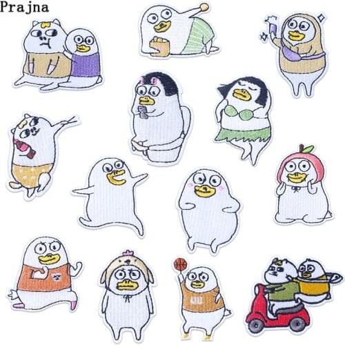 Prajna Applique Cartoon Animal Cute Patch Ironing Embroidery Patches For Clothing Lovely Anime Duck Patch DIY Stripe On Clothes