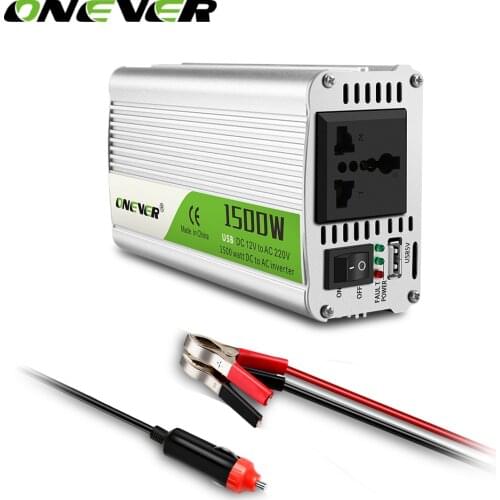 Onever 1500W Car Power Inverter Converter DC 12V to AC 220V Converter Power adapter with USB Port charger Intelligent Fan