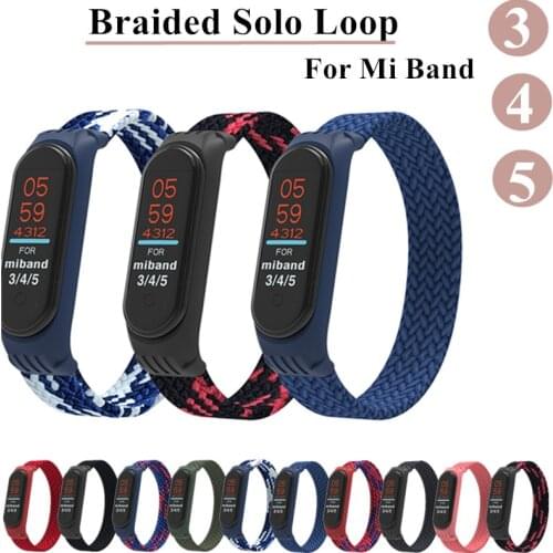 Bracelet for Mi band 5 Strap Nylon Braided Solo Loop pulseira bracelet Miband4 Miband5 Wristband for xiaomi Mi band 4 3 6 strap