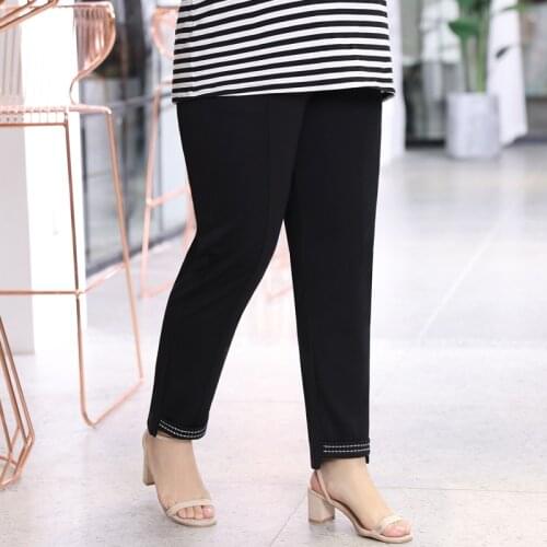 Plus Size Female Elastic Pants capris 7XL 6XL 5XL High Waist Women Super Stretch Summer Long Harem Pants Pantalon Large FT307