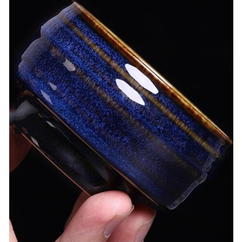 Kiln Tea Cup Master Cup Large Kiln Change Blue Single Mug Home Decor Blue Water Mug