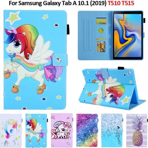 Tablet Case For Samsung Tab A 10.1 2019 Case Coque Hoesjes Cute Cartoon Unicorn Cover For Galaxy Tab A 10.1 SM-T510 SM-T515+Pen