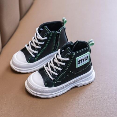 Kids Martin Boots New Autumn Winter Fashion Trend Anti-slip Single Boots Children Sneakers Girls Ankle Soft Boots Size 21-30 E35