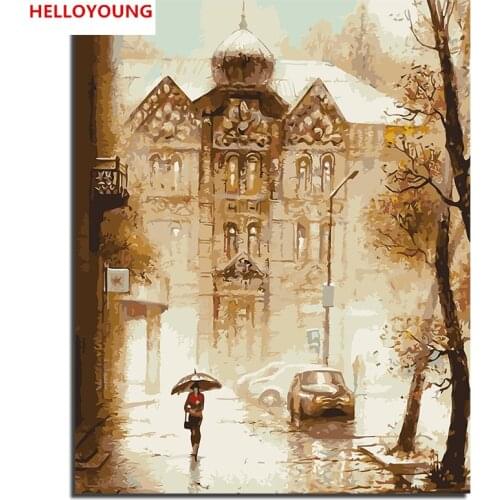 HELLOYOUNG Handpainted Oil Painting Russian Scene Digital Painting by numbers oil paintings chinese scroll paintings Home Decor