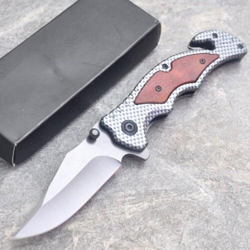 8.5'' Pocket Folding Knife 440C Blade Wood Handle Tactical Knives Outdoor Survival Combat Knifes Camping Hunting Rescue Knife