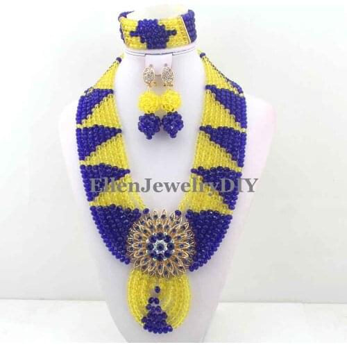 Nigerian wedding bridal Crystal Beads Necklace Set African Beads Jewelry Set African style fashion necklace jewelry set W12353