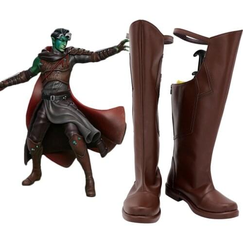 Critical Role Fjord Ford Cosplay Boots Brown Shoes Custom Made Any Size for Unisex