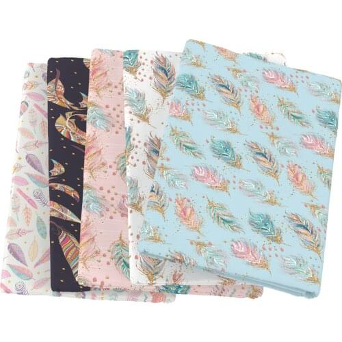 Feather Leaf Polyester Cotton Fabric Patchwork Sewing Quilting Fabrics Needlework Material DIY Tissue Kids Cloth,1Yc13756