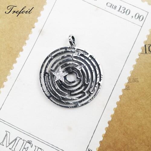 Pendant Labyrinth With Movable Star Fit Necklace,2021 New Fine Trendy Jewelry Accessories 925 Sterling Silver Gift For Women