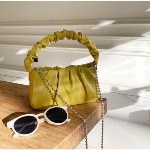 Casual PU Leather Handle Bag Women Pleated Cloud Bag Fashion Armpit Bag All-match Shoulder Bag French Small Handbags Girl Totes
