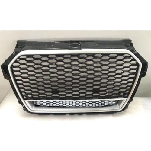 Silver Frame Black Grill Car Front Bumper Grille Grill for Audi RS1 for A1/S1 Grill 2015 2016 2017 2018 car accessories