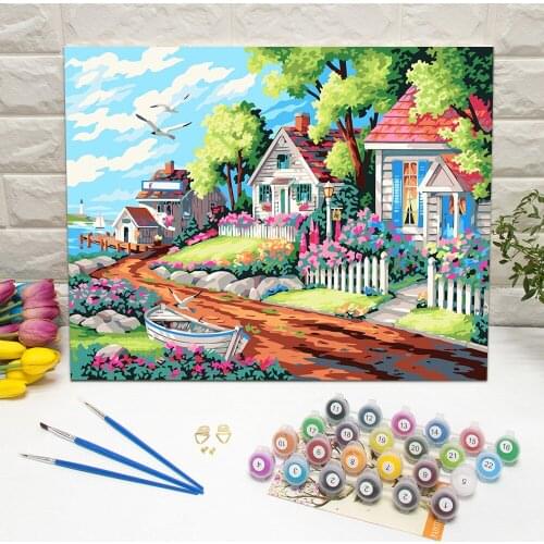 Modern Landscape Oil Painting by Number Hand Painted Wall Art Picture For Living Room Decoration Wall Art 40x50cm With Frame