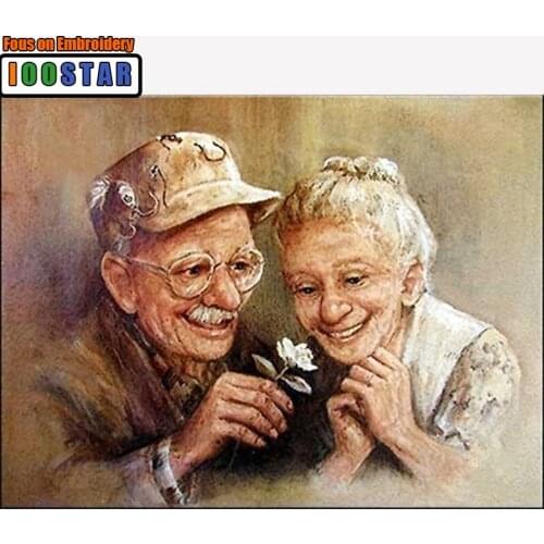 Rhinestone diamond embroidery Old couple diamond painting cros stitch mosaic kit full square home decor needlework crafts