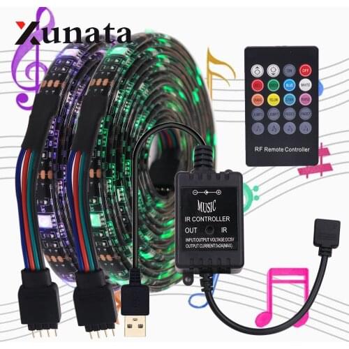USB 5050 RGB LED Strip Music Sound Control TV Desktop Screen Background Lighting Waterproof Flexible 2835 LED Light DC 5V