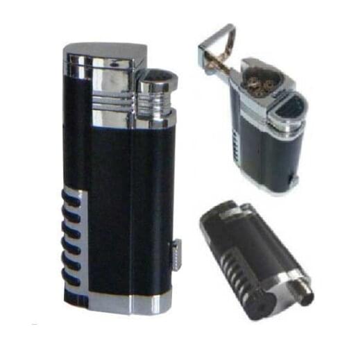 Triple Flame Torch Windproof Cigar Lighter Metal portable igniter Cigarette Fire Lighter Built-in Cigar Punch Cigar Fire Starter