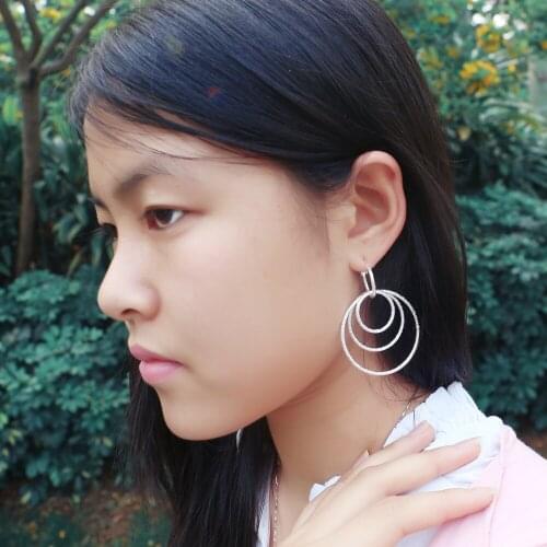 Wholesale Brand Jewelry Prevent Allergies 100% 925 Sterling Silver Earring Women Personality Big Circle Drop Earring