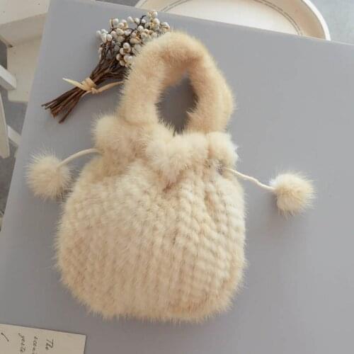 Winter Fashion Mink Fur Woven Fur Bag Large Capacity Bag Womens Single Shoulder Bag Messenger Bag Handbag Bag Plush Womens Bag