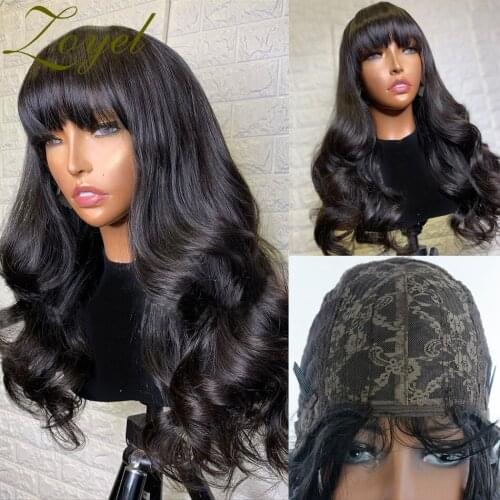 Zoyel Body Wave Synthetic Wigs Black Long Wigs with Bangs for Women Heat Resistant Fiber Hair Cosplay Or Daily Wear