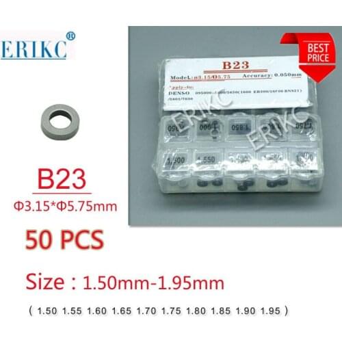 100PCS ERIKC B23 Gaskets 1.50-1.95mm common rail lift adjusting shims and auto diesel engine common rail injector gasket sizes