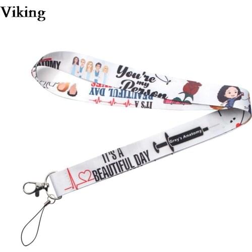 20pcs/set Greys Anatomy TV Show Lanyards For Keys ID Badge Phone Neck Strap with Whistle Keychains Hang Rope Lanyard G0316