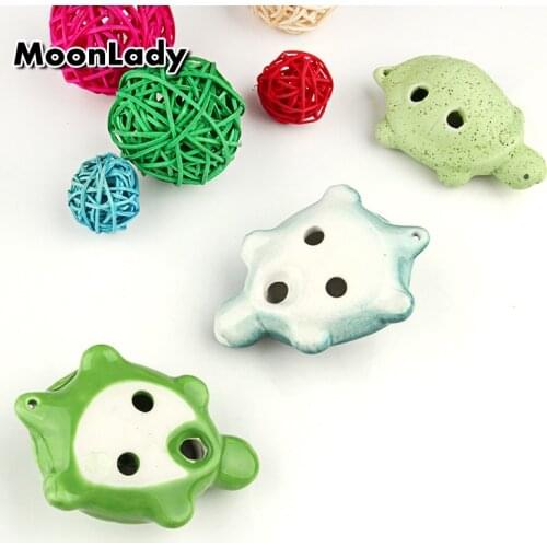 3 Colors Ocarina 6 Hole Tortoise Small Ocarina Alto C Tone Beginner Ocarina Tourist Souvenir Teaching Toys Ceramic Pendant