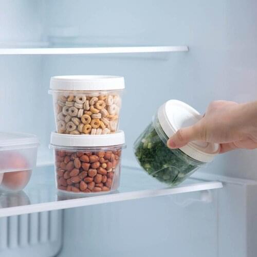 4PCS Round Sealed Box For Ginger Garlic Onion Refrigerator Food Crisper Small Debris Fridge Box 500ML