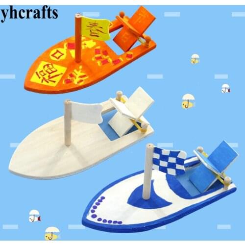 4PCS/LOT Paint unfinished wooden sailboat Wood toy Drawing toys Early learning educational toys Kindergarten arts crafts