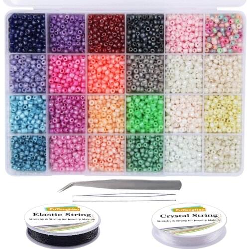 6000pcs Glass Seed Beads Small Craft Beads for DIY Bracelet Necklaces Jewelry Crafting Making Supplies ,Bracelet Making Kit