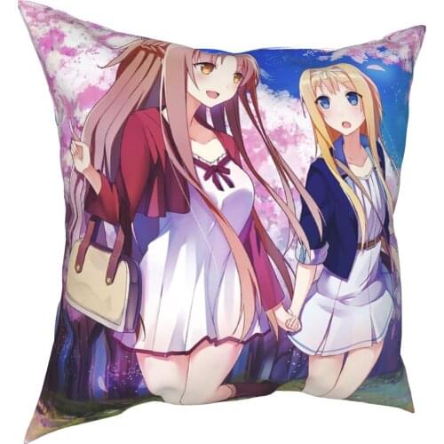 Asuna And Alice Sword Art Online Pillowcase Printing Fabric Cushion Cover Decor Throw Pillow Case Cover Car Wholesale 40*40cm