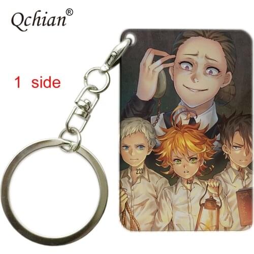 Anime The Promised Neverland Keychain Wooden Cartoon Isabella emma norman figure customize print Keyring Yakusoku No Neverland