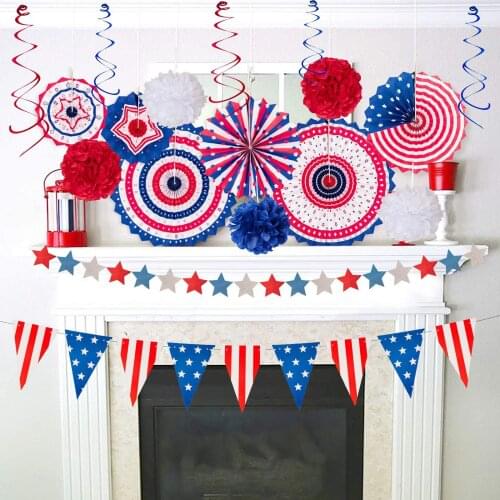 Paper Fans, Pennant,Star Streamer,Pom Poms,Hanging Swirl Party Decor