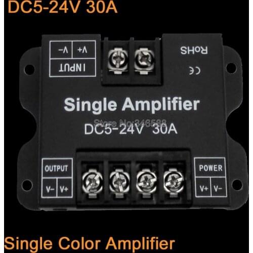 DC5-24V 30A Single Color LED Amplifier Signal Repeater 1CH Power Amplifier for Single Color 5V 12V 24V LED Strip Lights