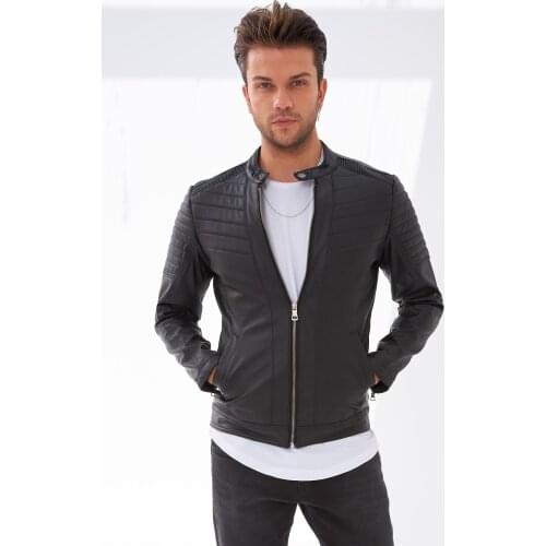 Delpino New Season Men 'S Narrow Cut Inside Furry Leather Jacket 434274954