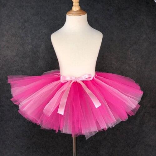 Baby Girls Tulle Tutu Skirts Kids Ballet Tutus Pettiskirts Dance Underskirts with Ribbon Bow Children Party Costume Skirts Cloth