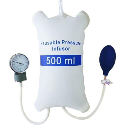 Infusion Pump Pressure Bag 500Ml with Gauge and Hand Pump Ball Reusable Pressure Infusion Bag