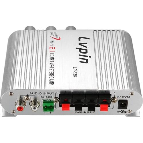 Mini Hi-Fi Stereo Car Amplifier Booster Auto Motor Boat Home Audio Bass Speaker Verstarker Vehicle 12V 20W CD MP3 Radio Sliver