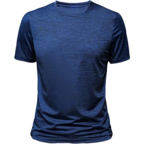 Casual Breathable Mens T Shirts Solid Color High Elasticity T Shirt Men New 2021 Summer High Quality Short Sleeve Top Tees Men
