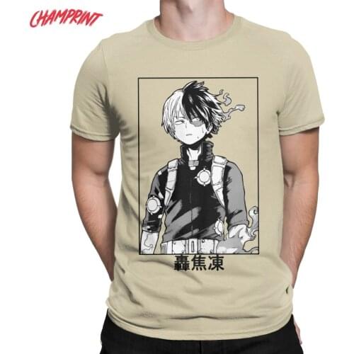 Mens Shoto Todoroki My Hero Academia T Shirt Anime 100% Cotton Tops Fun Short Sleeve Crewneck Tee Shirt New Arrival T-Shirt