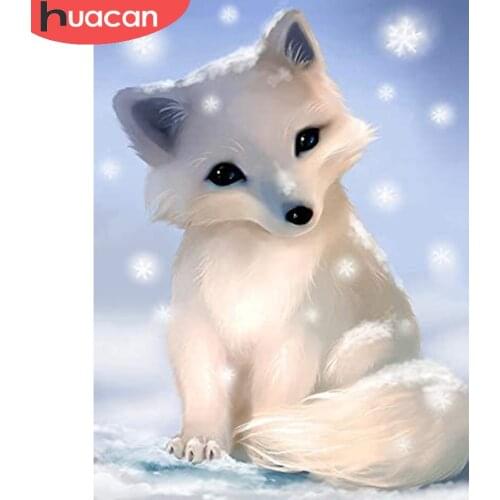 HUACAN Diamond Painting Kit Fox Snow Home Decor Mosaic Animal Cartoon Embroidery Home Decor Diamond Art