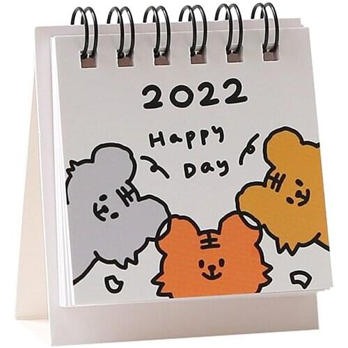 Tiger Desktop Paper aily Scheduler Table Planner Yearly Agenda Organizer Kawaii Cartoon mini Standing Calendar dual