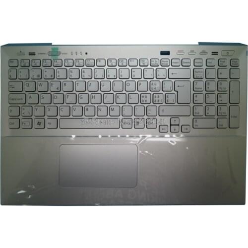 Laptop Palmrest SW backlit Keyboard For SONY For VAIO SVS15 Series silver with Touchpad Swiss with finger hole new