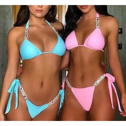 2021 New Sexy Low Waist Bikinis Mujer Tanga Swimwear Rhinestone Women Swimsuit Beach Wear Swim Bathing Suit Maillot Biquini Maio
