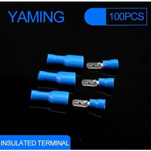 100pcs 50set/pack Male and Female Insulated Crimp Terminals High quality copper connector Wiring Cable Plug 1.5-2.5mm2 16-14AWG