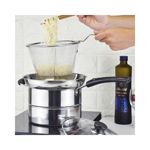 Stainless steel extra thick frying soup spaghetti pot Non-magnetic Korean single compound bottom noodle pot Steaming multi-funct